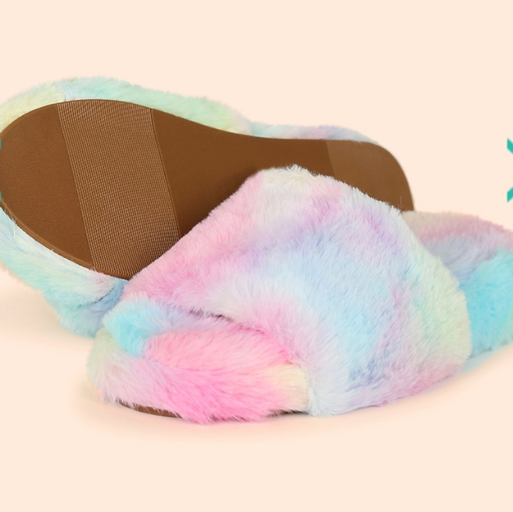 👣Forever ⚡Faux Fur Slide MultiColors slippers footwear comfee  u r worth it 🍭 - Picture 4 of 11